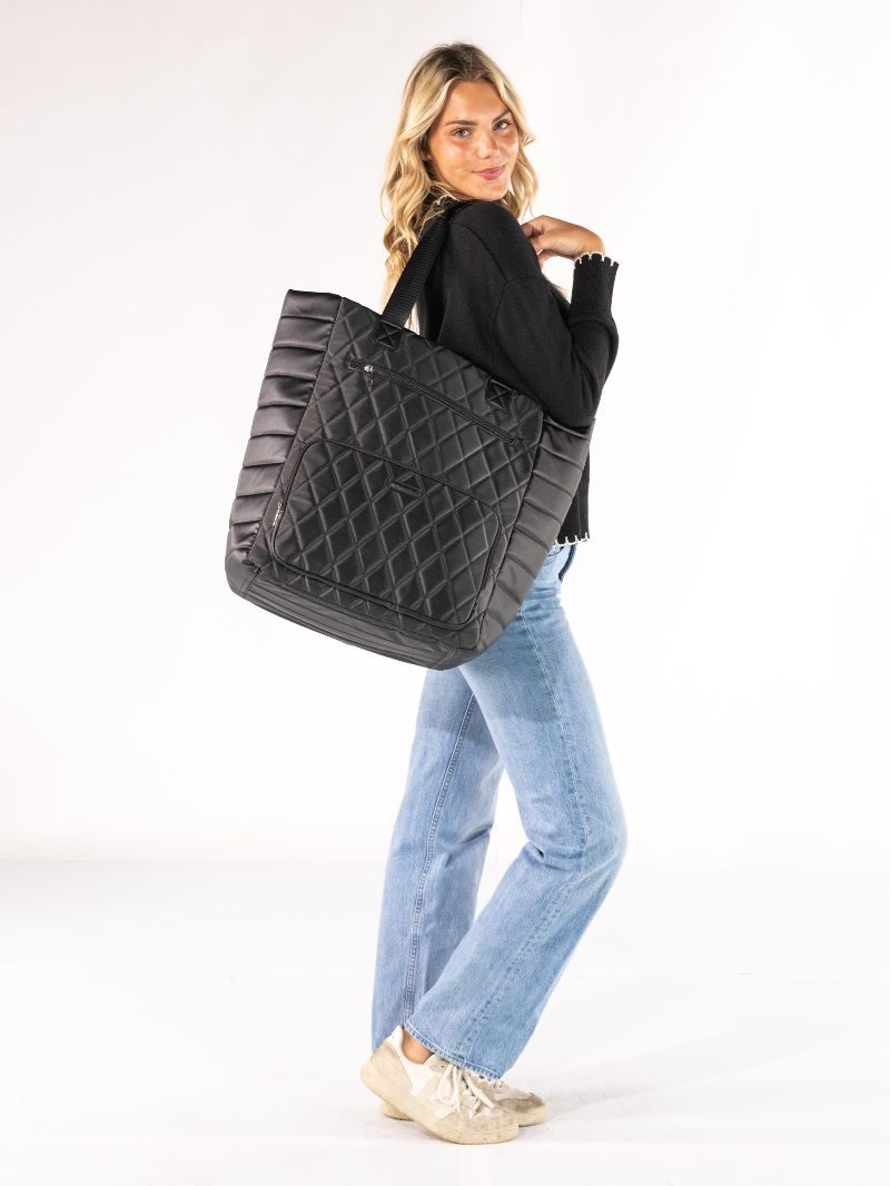 Swirl Quilted Convertible Rolling Tote - F26 - Simply Southern