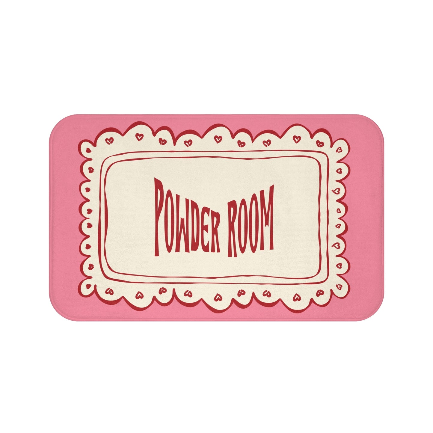 Powder Room Bath Mat | PINK Vintage Lace Doily Bathroom Rug