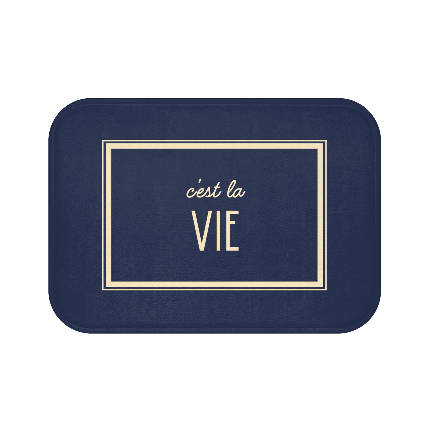 C'est la vie Bath Mat, Grey Blue | Chic Bathroom Decor