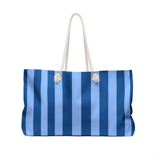 Marthas Vineyard Striped Weekender Bag — Nautical Rope-Handle Travel Tote
