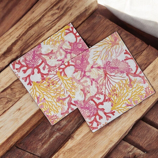 Ocean Coral Decoupage Napkins Tommy Bahama Pink Orange Yellow Cocktail