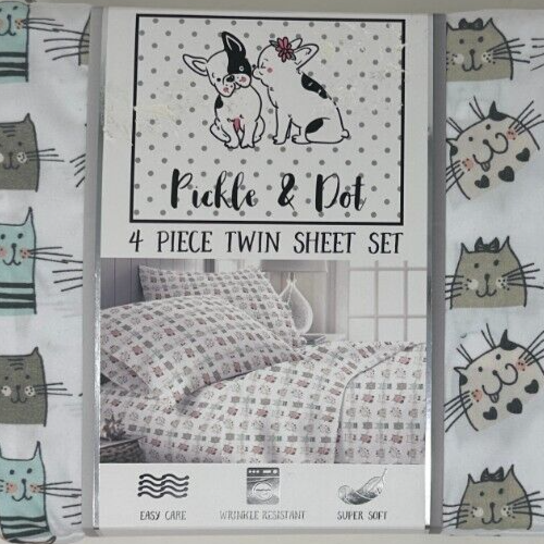 Pickle & Dot Super Soft Adorable Cat Faces Twin Sized Sheet Set