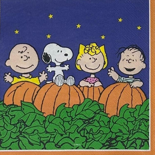 Great Pumpkin Charlie Brown Halloween Decoupage Napkins – Peanuts Luncheon Size Napkins with Snoopy, Linus & Lucy – Fall Crafting Supplies