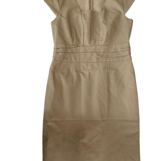 Banana Republic Tan Cap Sleeve Straight Midi Straight Office Dress size 8 Petite