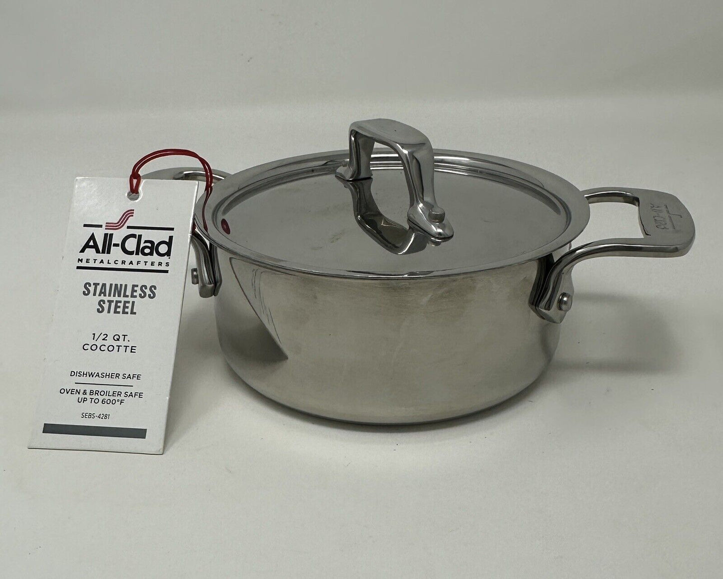 All-Clad Stainless Steel 1/2 Quart Cocotte Saucepan W/ Lid 0.5 Qt New