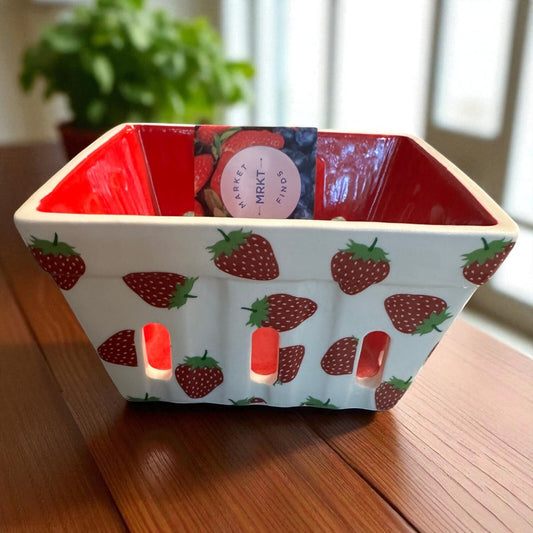 Ceramic Strawberry Basket Colander Farmers Market Farmhouse Berries Strawberries