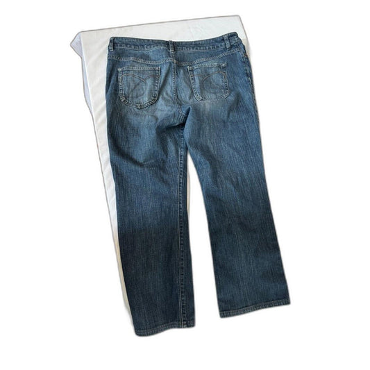 Pair of blue jeans on a white background