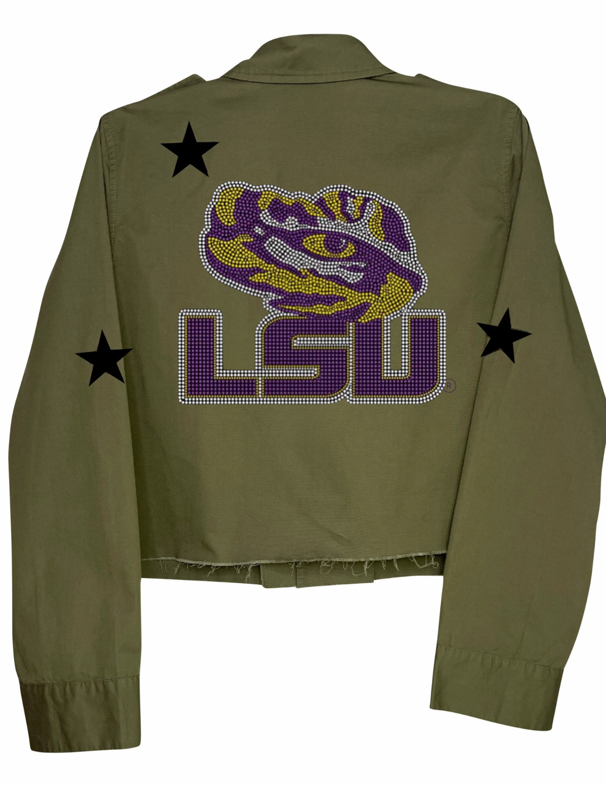 Louisiana State University Crystal Tiger Eye Army Green Shacket