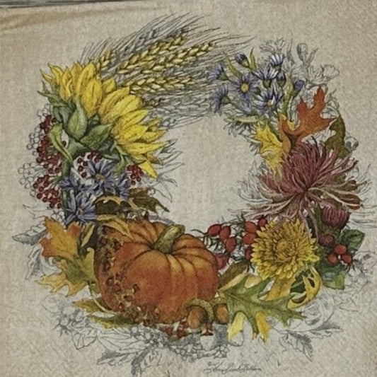 Decoupage Napkins Harvest Wreath Beautiful Fall Autumn Cocktail Paper Crafts