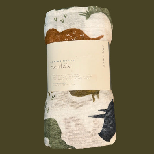 Little Unicorn Cotton Swaddle Baby Muslin Blanket Dino Friends Dinosaur