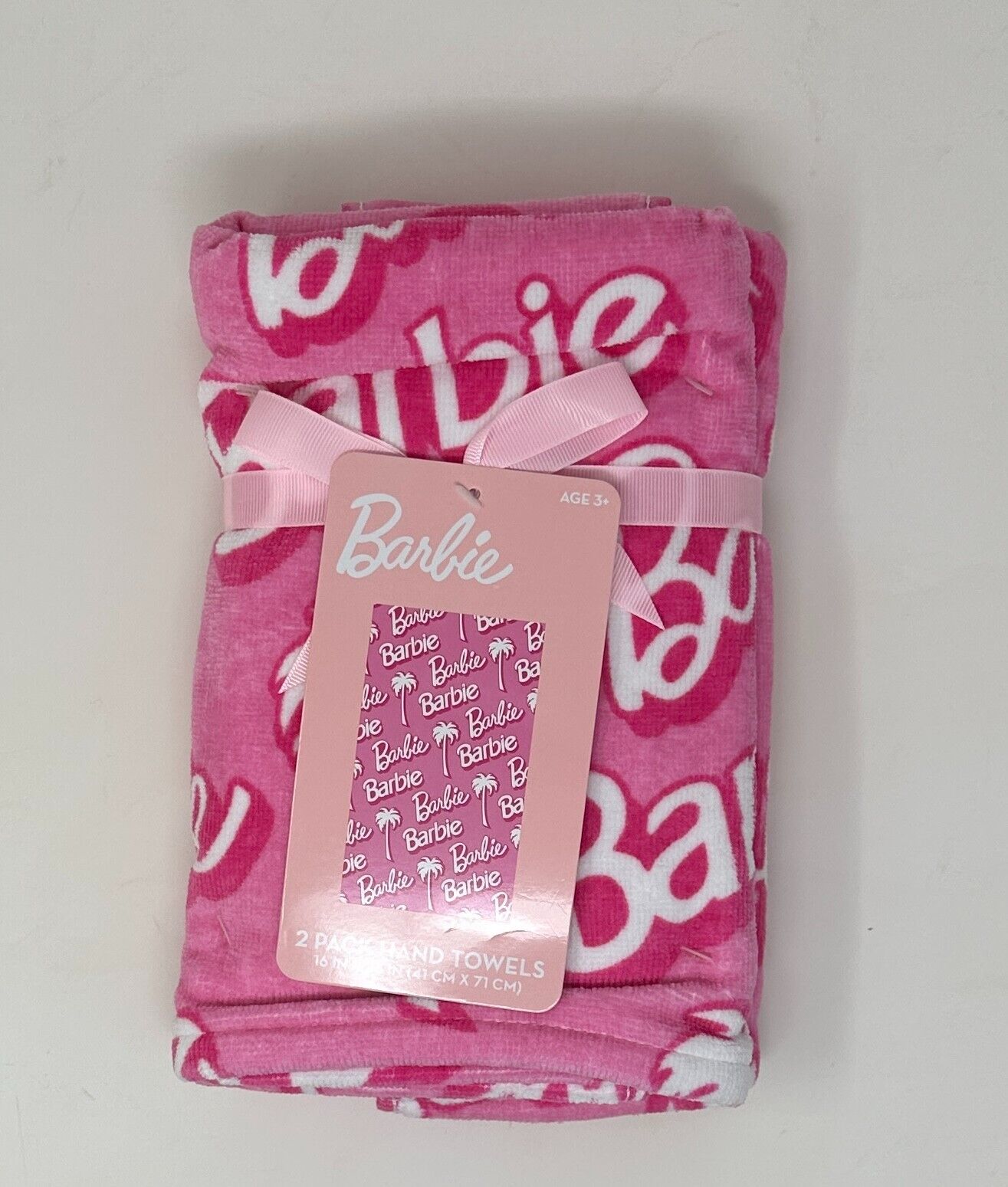 Barbie Pink & White Palm Trees hand towels