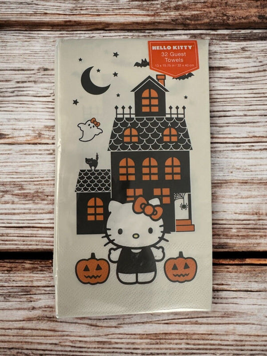 Hello Kitty Halloween Haunted House Guest Towels Fall Thanksgiving Autumn Party