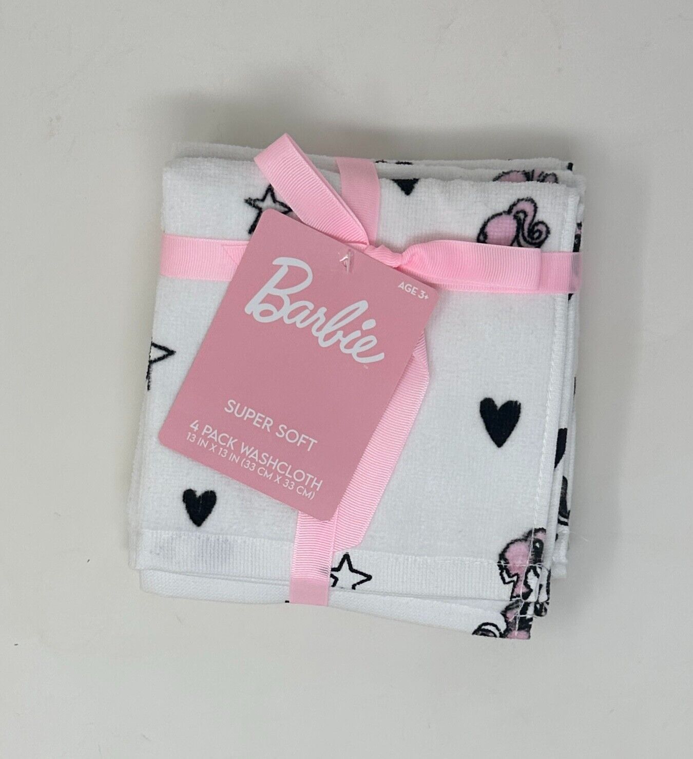 Barbie Hearts & Stars Washcloths Set of 4