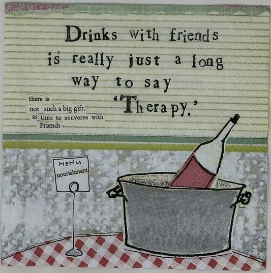 Decoupage Napkins for Drinks & Friends - Funny Wine Therapy Cocktail Art, Perfect for Paper Crafts