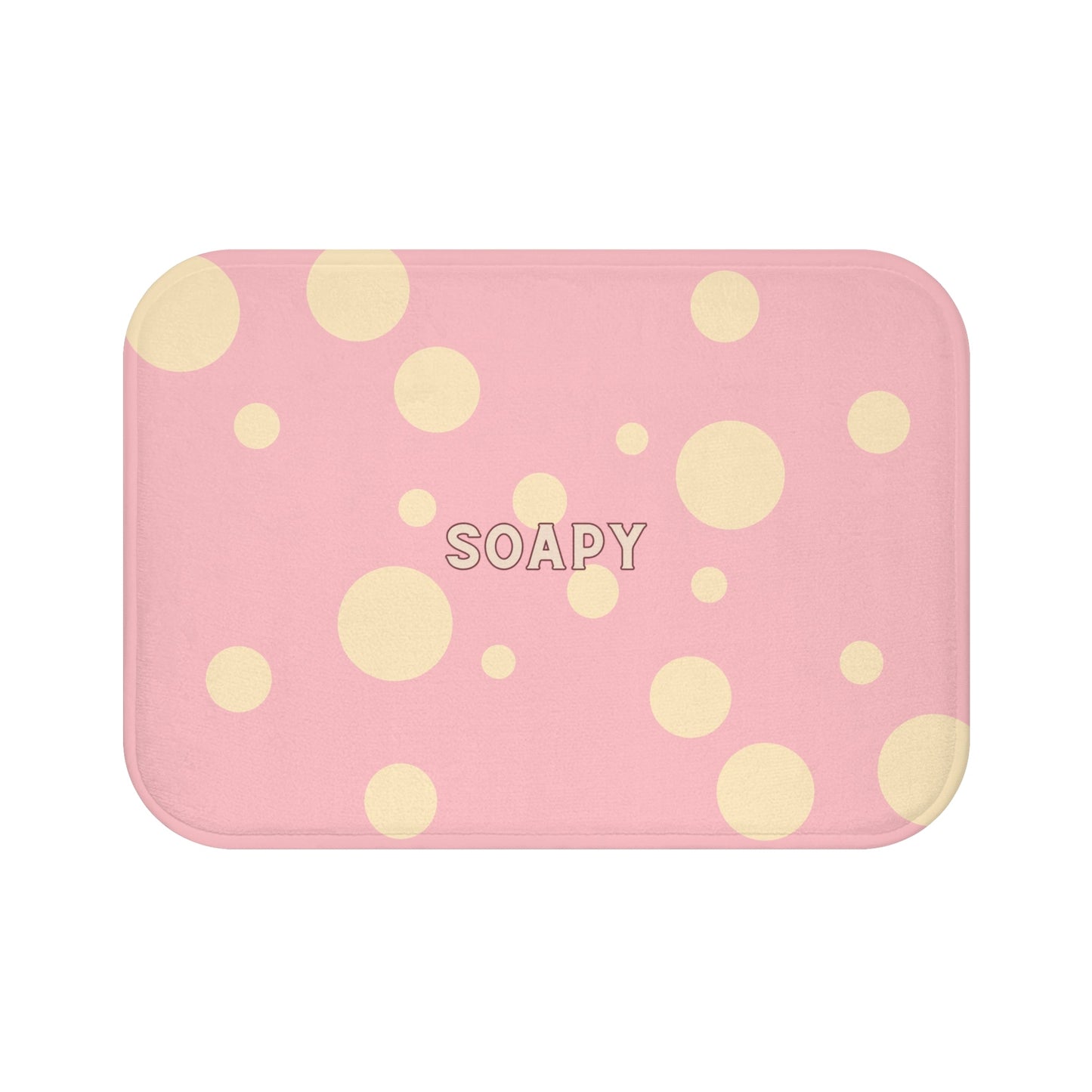 Soapy Pink Bath Mat – Cute Polka Dot Bathroom Rug