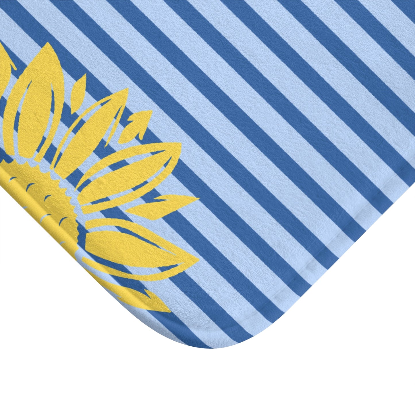 Preppy Sunflower Stripe Bath Mat – Yellow Sunflower Bathroom Rug