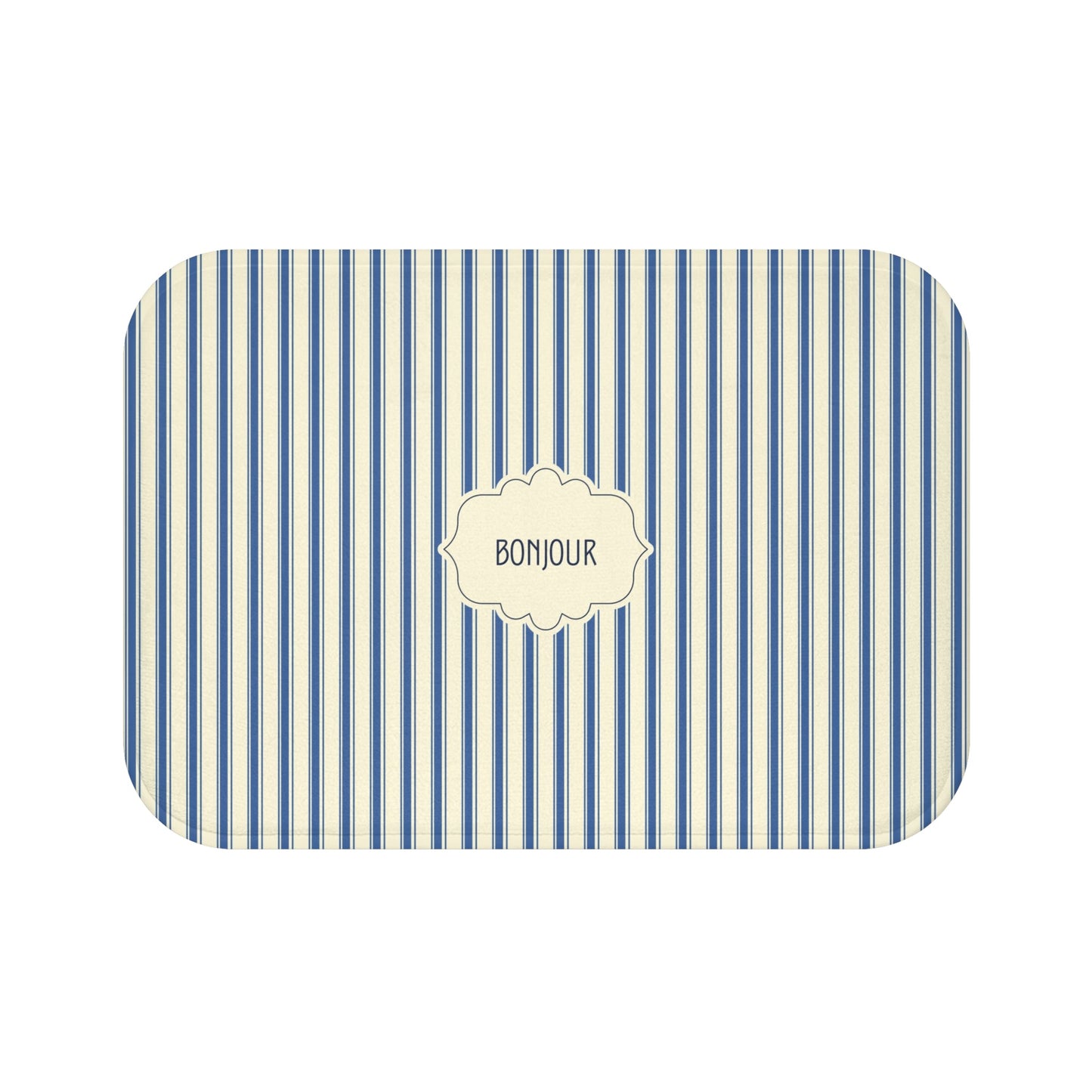 Bonjour FRENCH BLUE Stripe Bath Mat — Vintage French Bathroom Rug