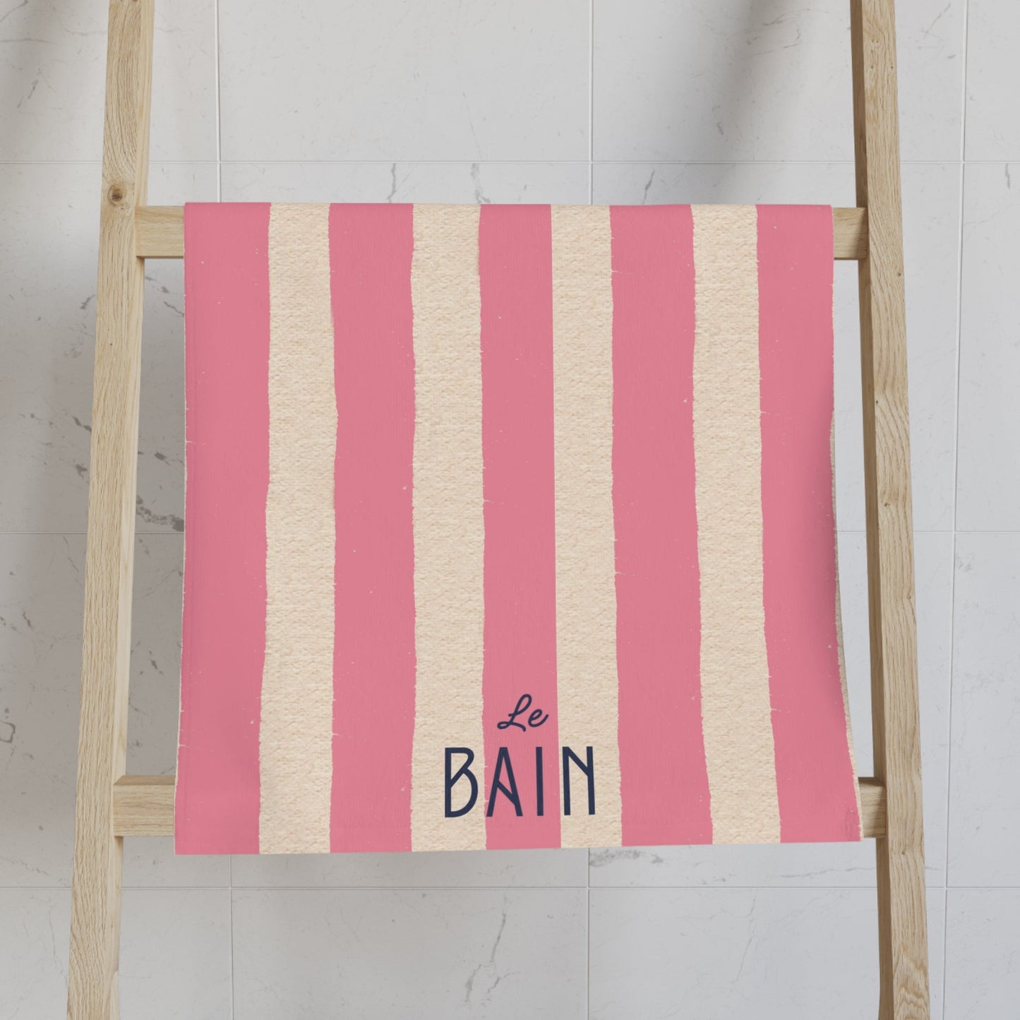 Le Bain Pink Striped Hand Towel — French Pink & Cream Bathroom Decor
