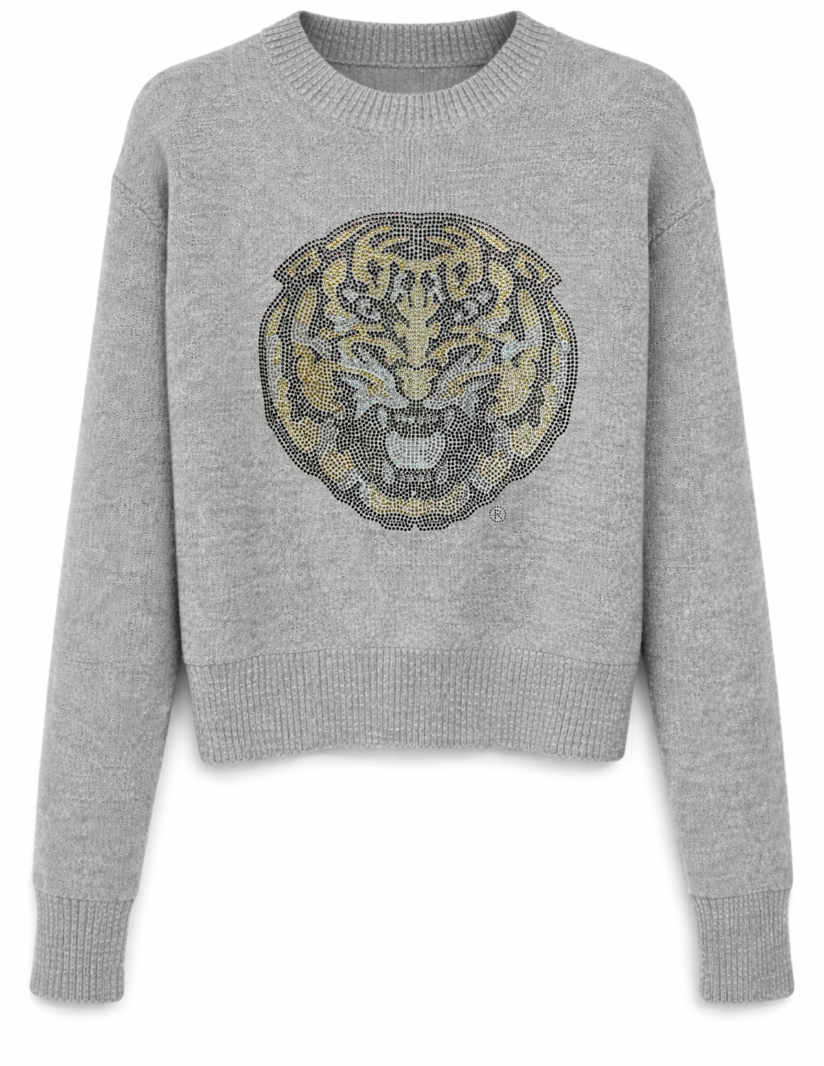 Louisiana State University Tiger Face Gray Crewneck Sweater