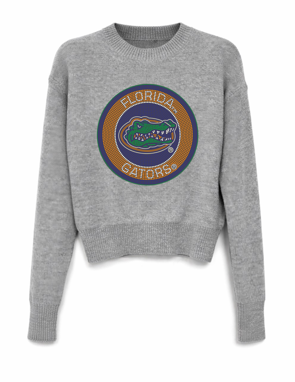University of Florida Circle Gator Decal Gray Crewneck Long Sleeve Sweater