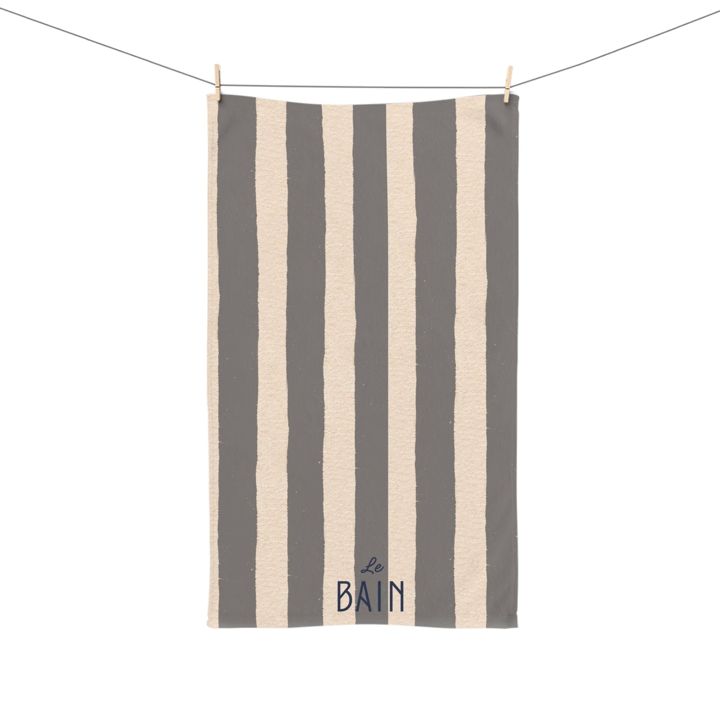 Le Bain Grey Striped Hand Towel — Grey & Cream French Bathroom Decor