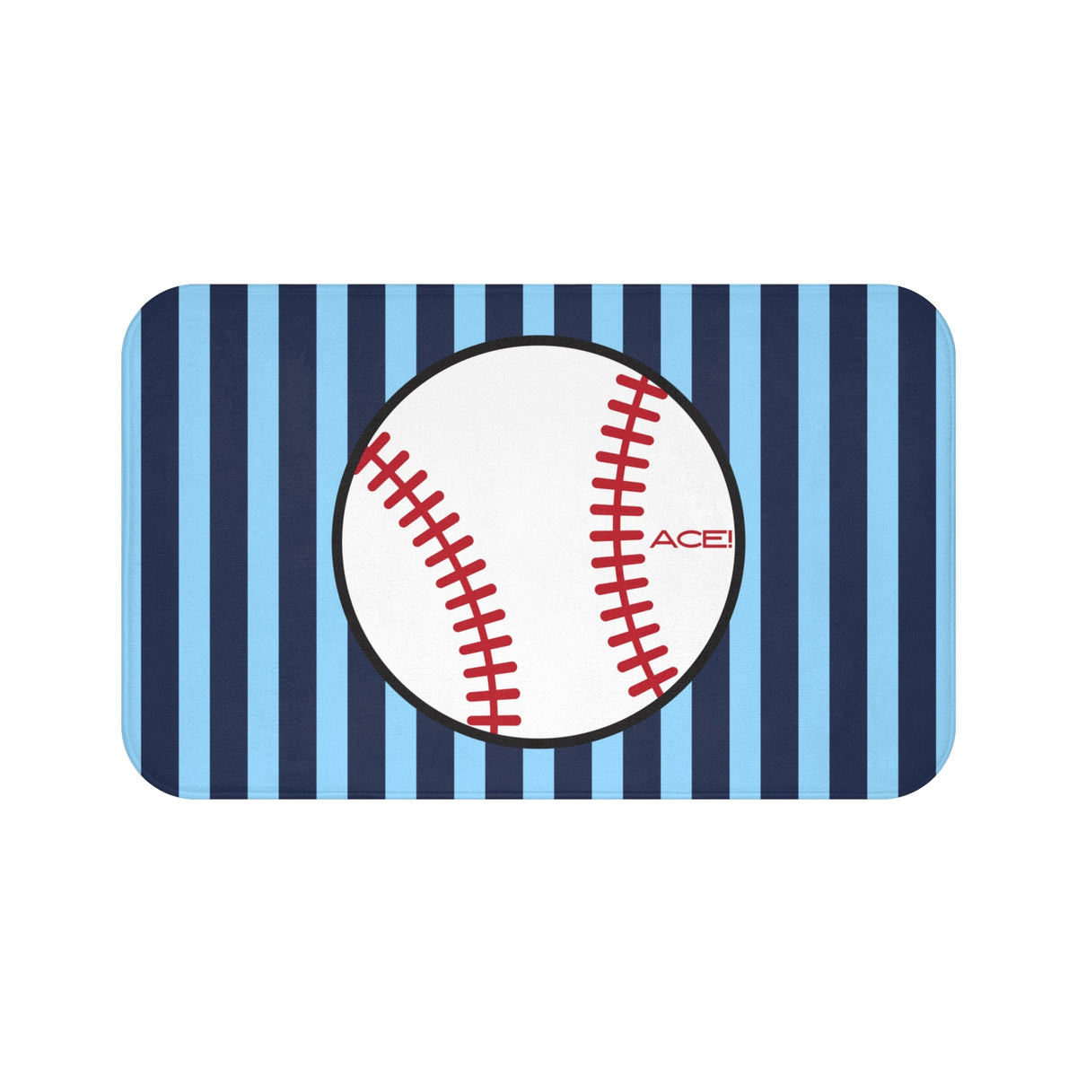 Baseball Bath Mat – Blue Striped Soft Non-Slip Bathroom Rug