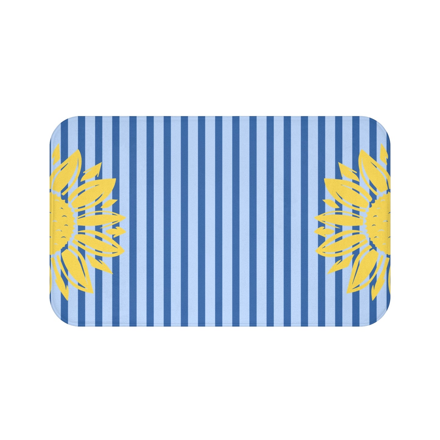 Preppy Sunflower Stripe Bath Mat – Yellow Sunflower Bathroom Rug