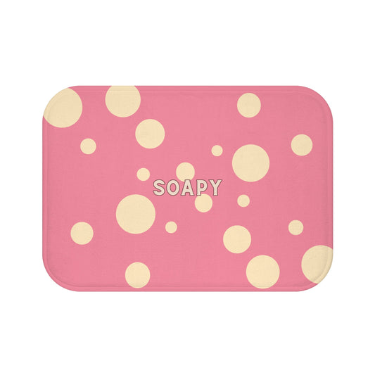 Soapy Pink Bath Mat – Cute Polka Dot Bathroom Rug