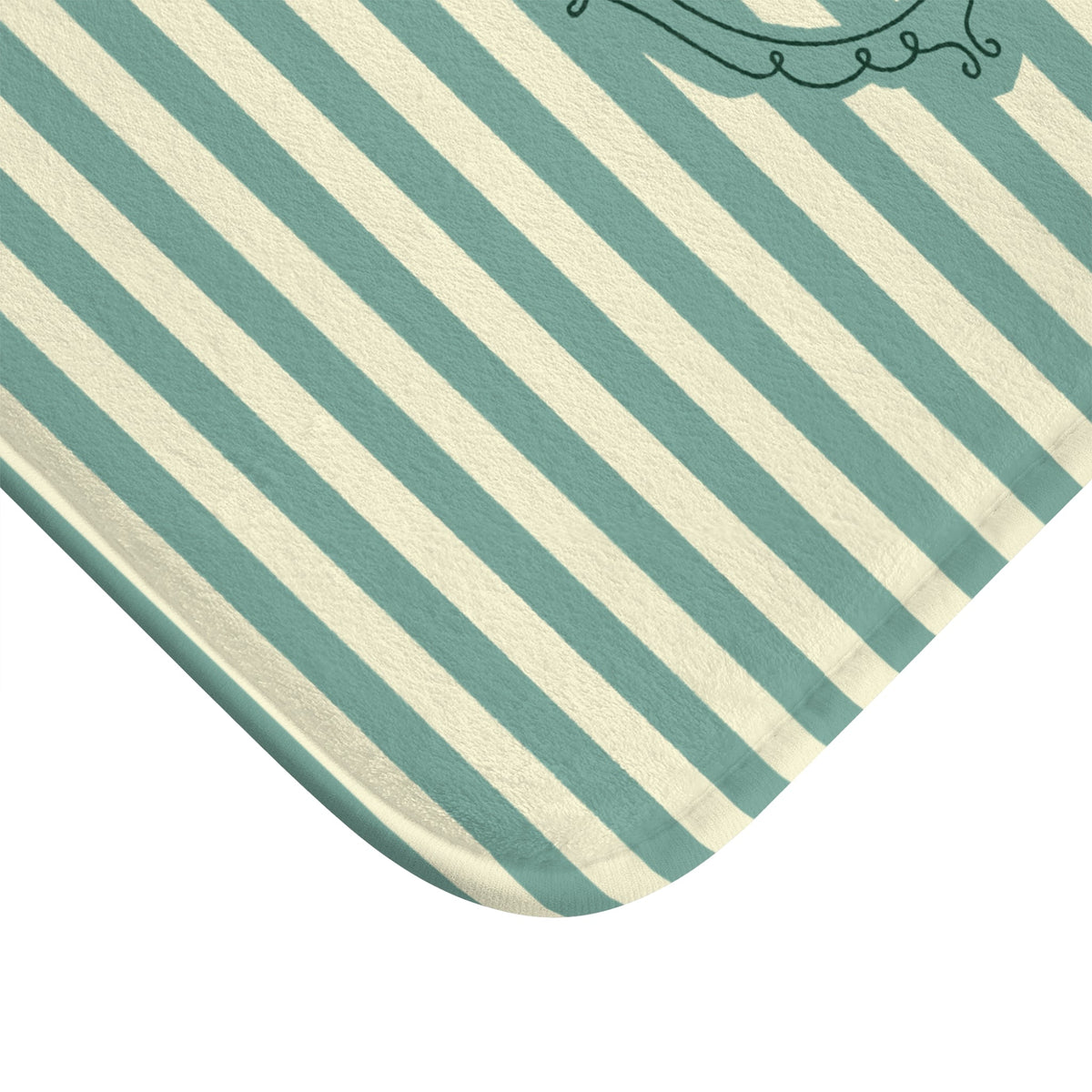 Le Bain Striped Bath Mat — Coastal Green/Cream Bathroom Rug