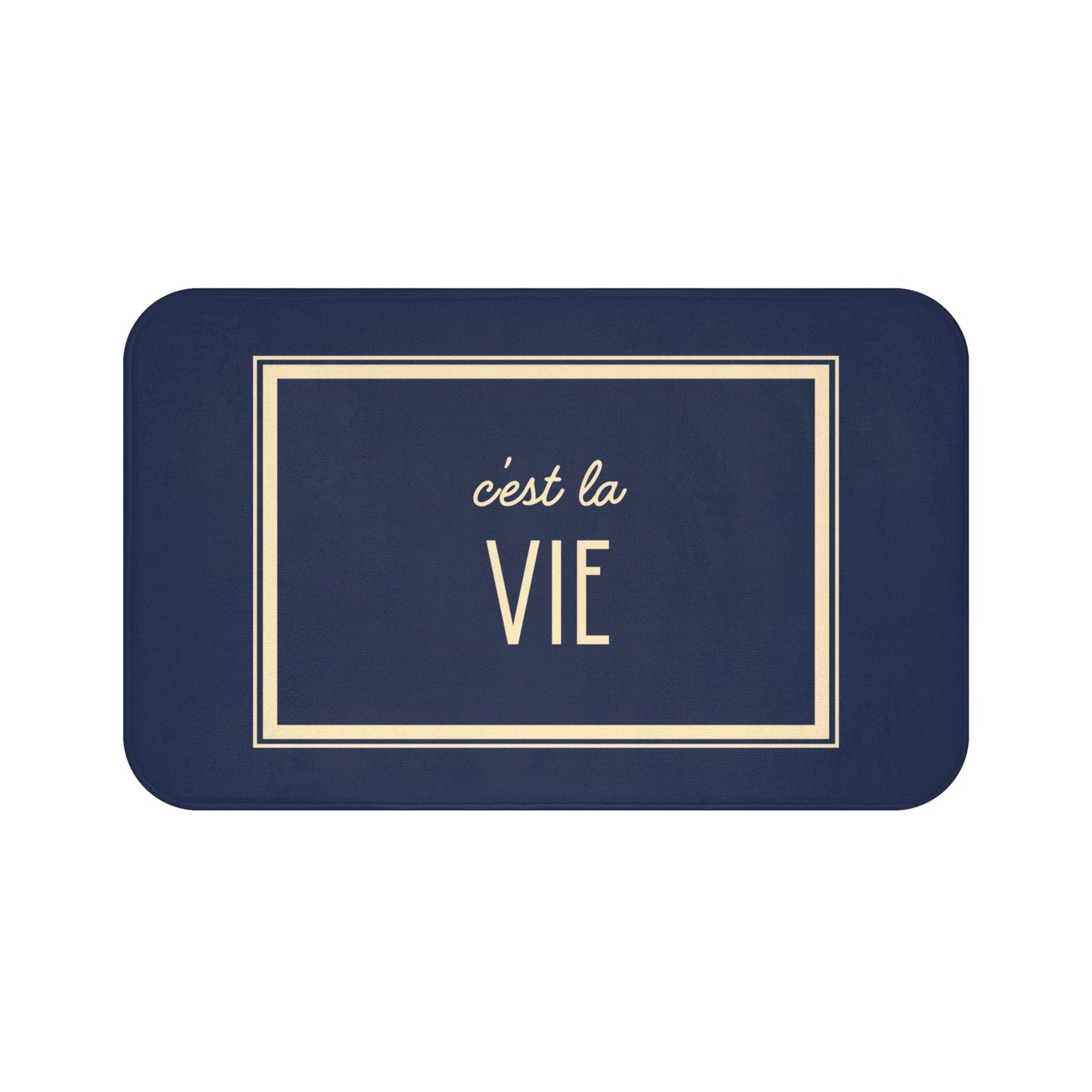 C'est la vie Bath Mat, Grey Blue | Chic Bathroom Decor