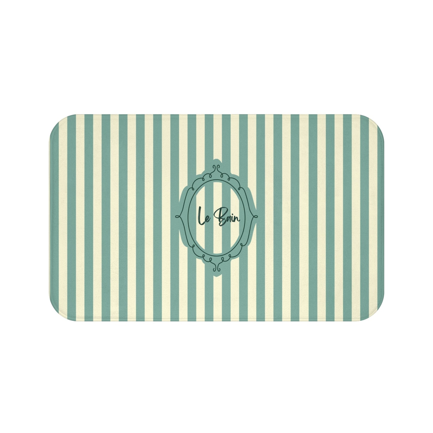Le Bain Striped Bath Mat — Coastal Green/Cream Bathroom Rug