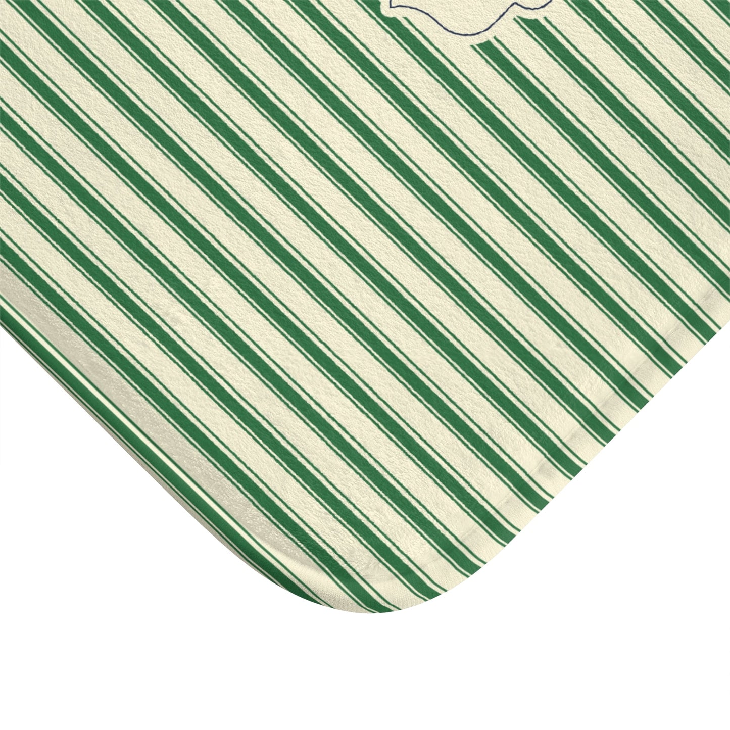 Bonjour GREEN Stripe Bath Mat — Vintage French Bathroom Rug
