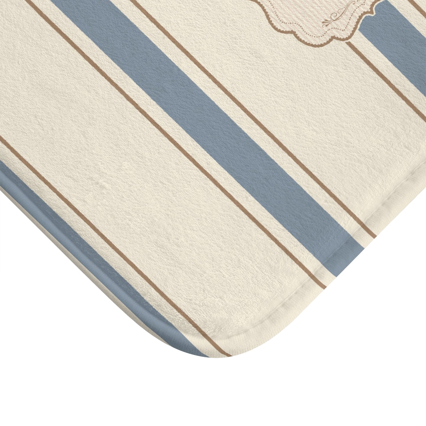 Le Bain Classic Striped Bath Mat | French Bathroom Decor, Neutral Grey-Blue  Stripes