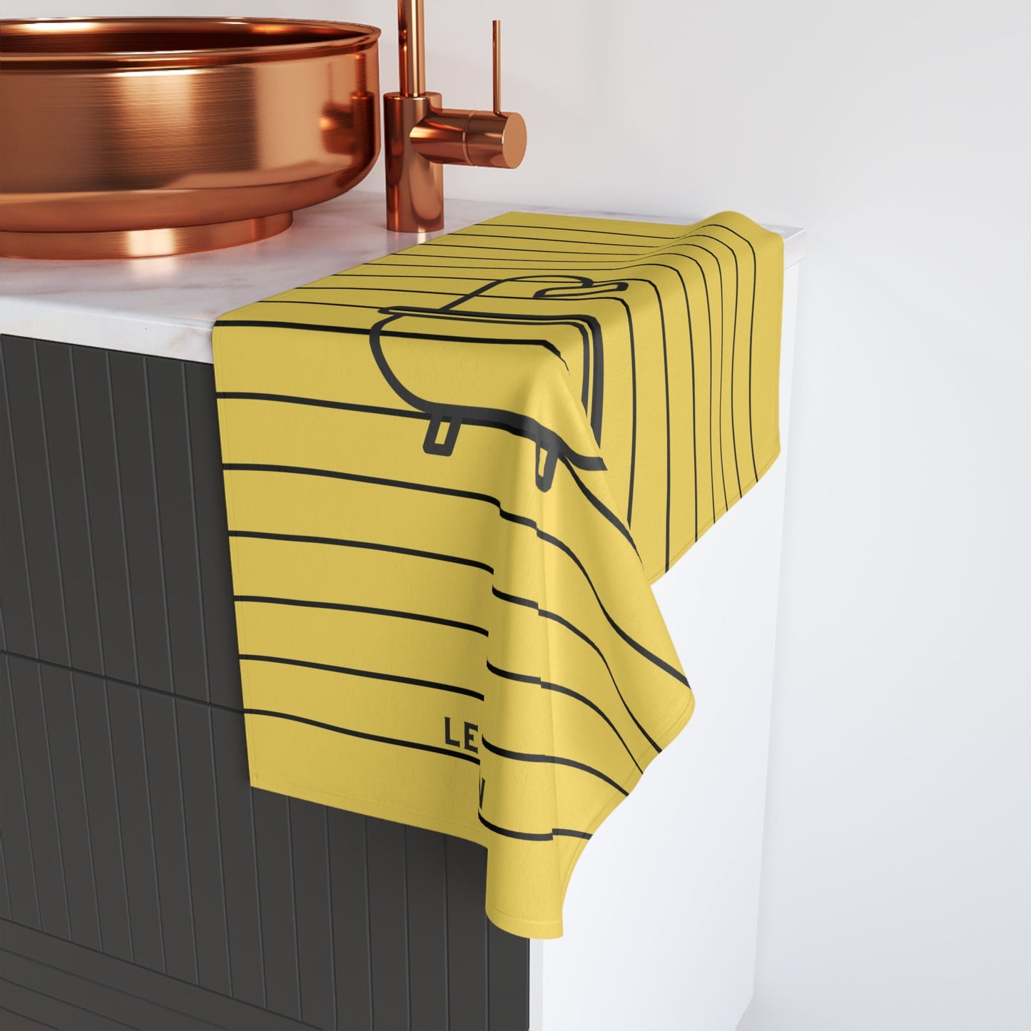 Le Bain Striped Yellow Hand Towel — Minimal French Bath Décor