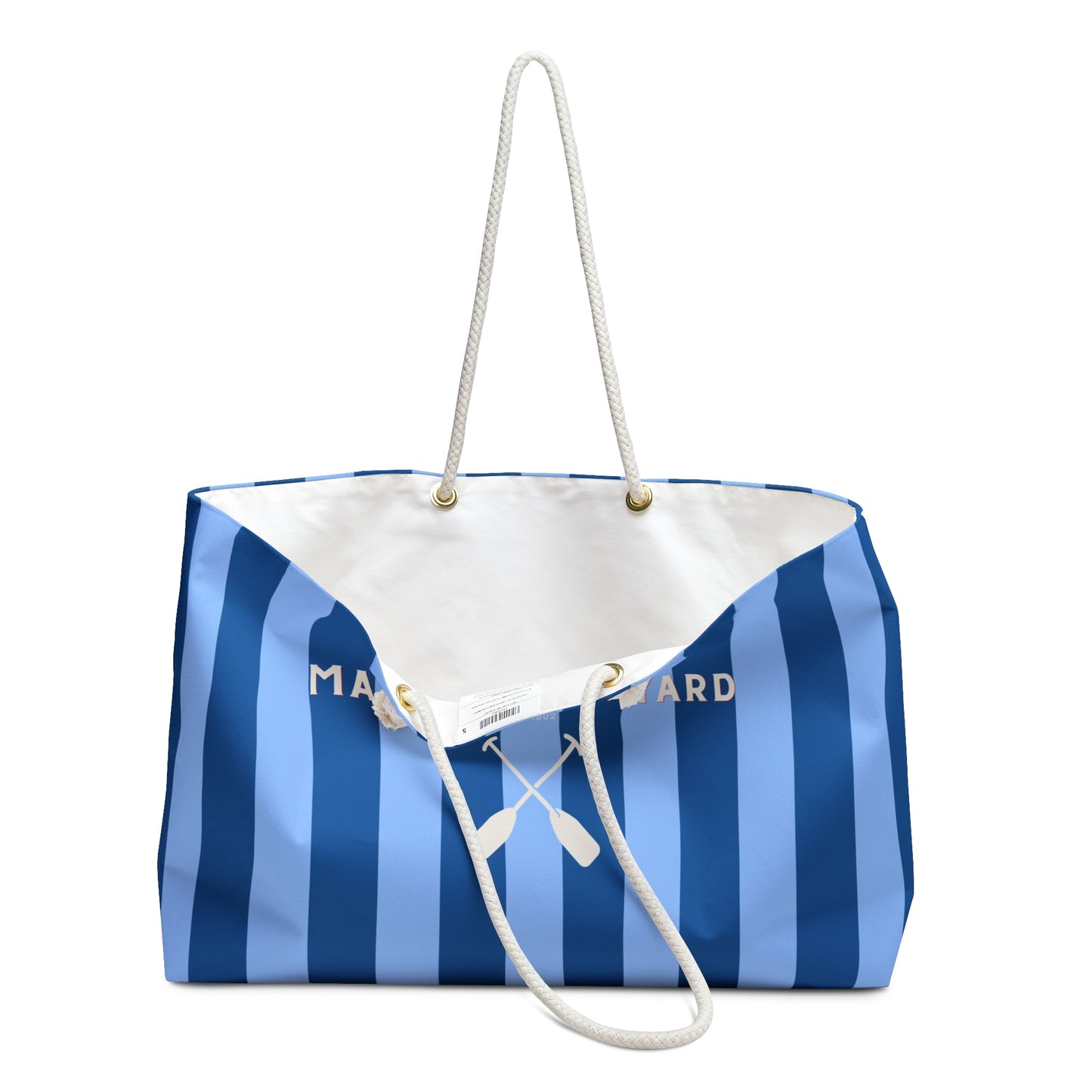 Marthas Vineyard Striped Weekender Bag — Nautical Rope-Handle Travel Tote