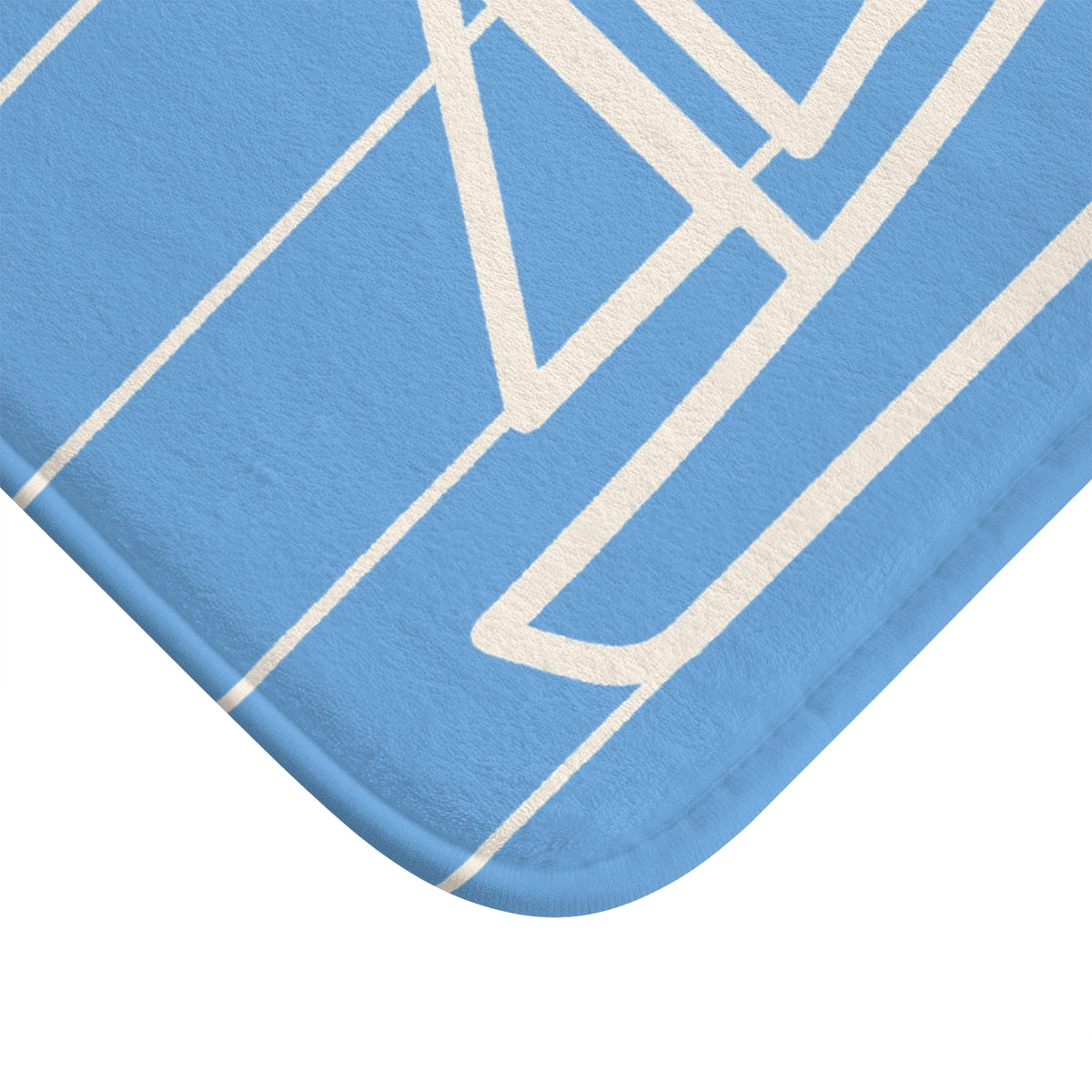 Nautical Baby Blue “Le Bain” Bath Mat — Striped Kid's Sailboat Bathroom Rug