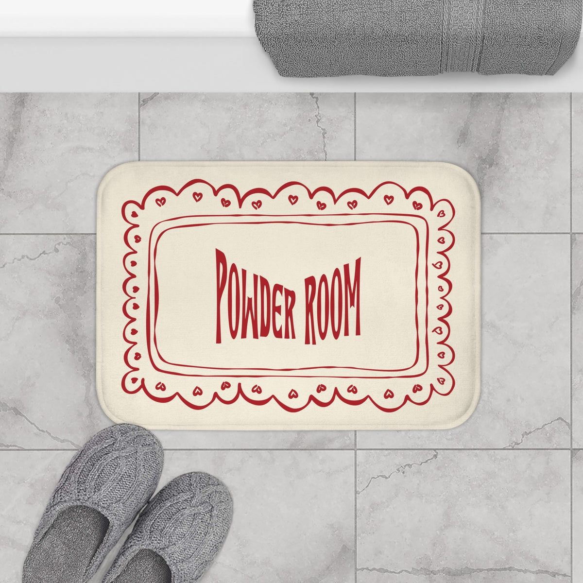 Powder Room Bath Mat | BEIGE Vintage Lace Doily Bathroom Rug