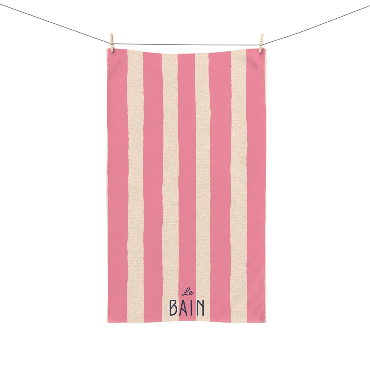 Le Bain Pink Striped Hand Towel — French Pink & Cream Bathroom Decor