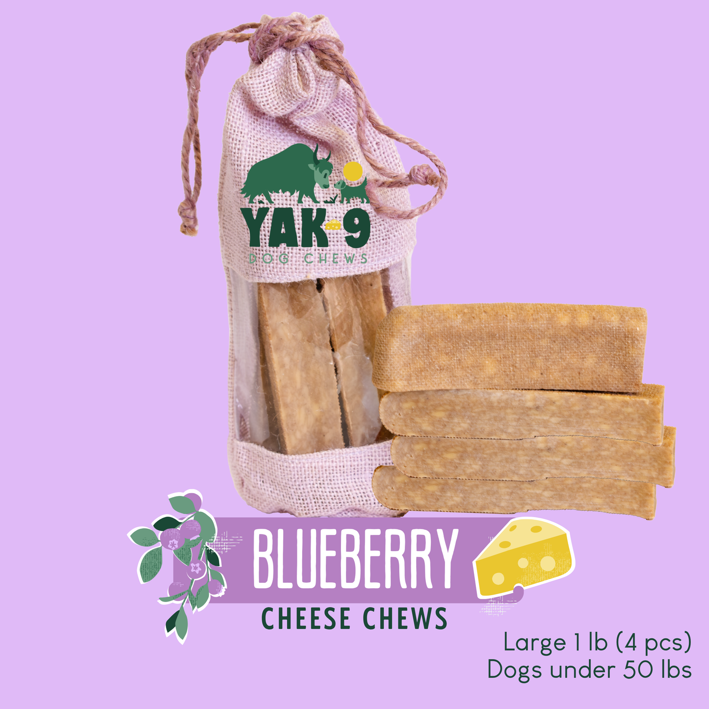 Blueberry Yak Chews for Dogs