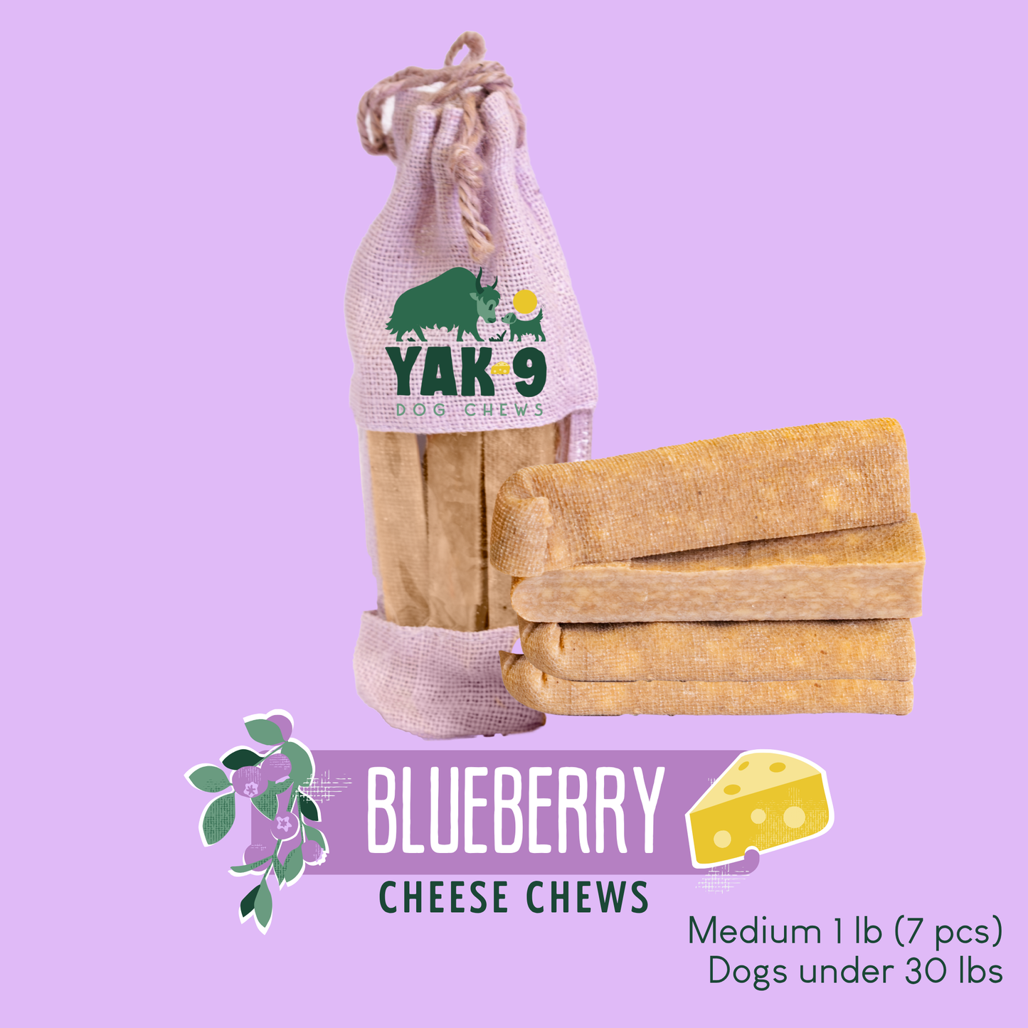 Blueberry Yak Chews for Dogs