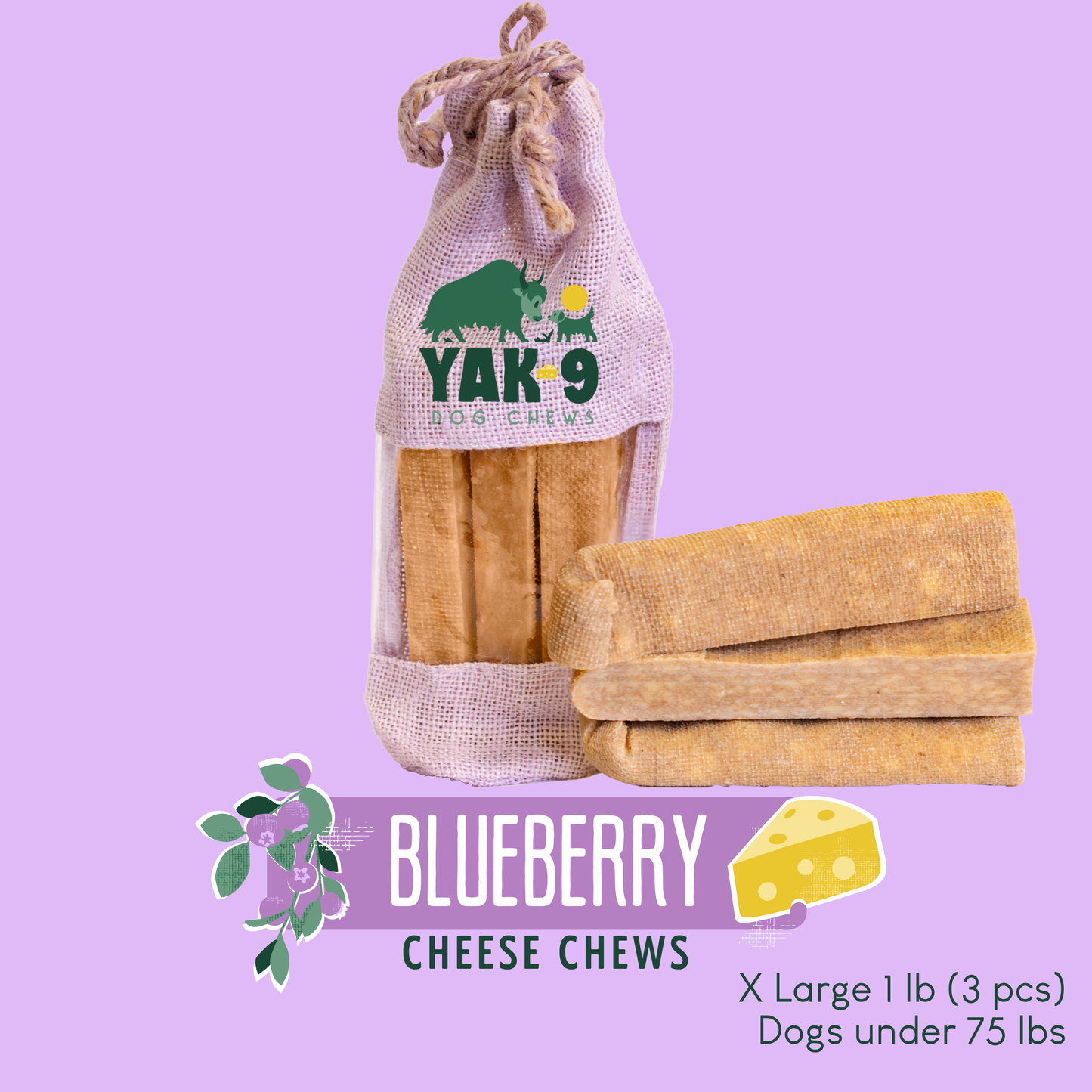 Blueberry Yak Chews for Dogs