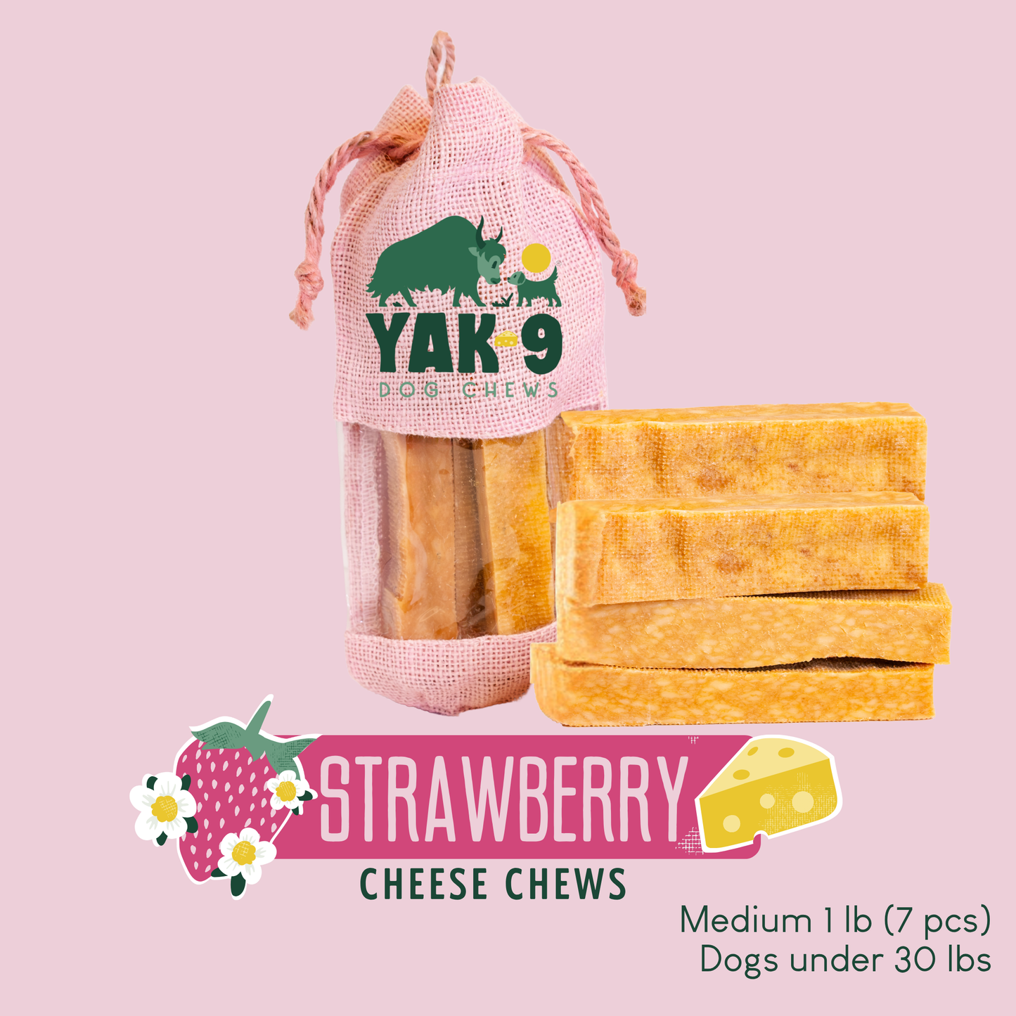 Strawberry Cheese Chews for Dogs