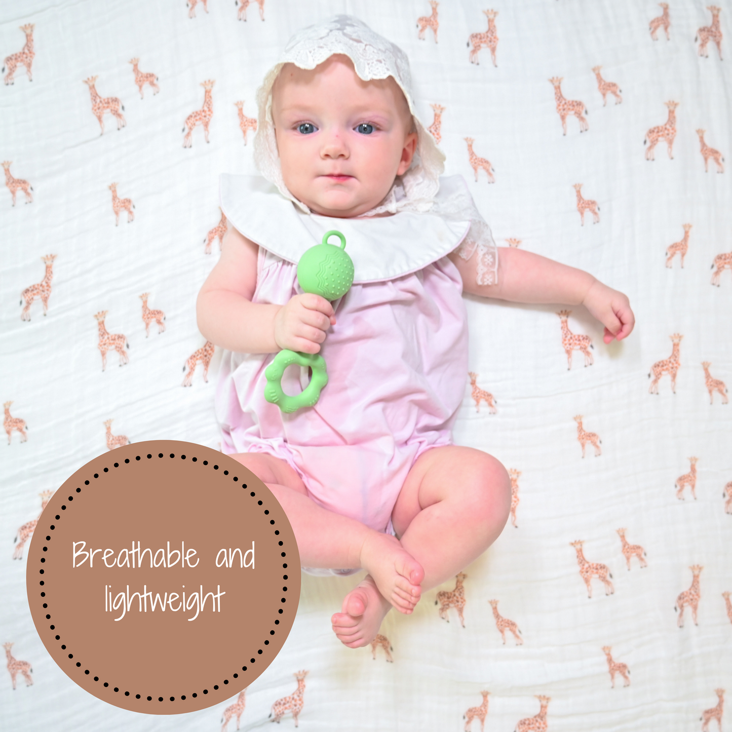 Baby Giraffe Swaddle Blankets: 47" x 47" 100% Muslin Cotton
