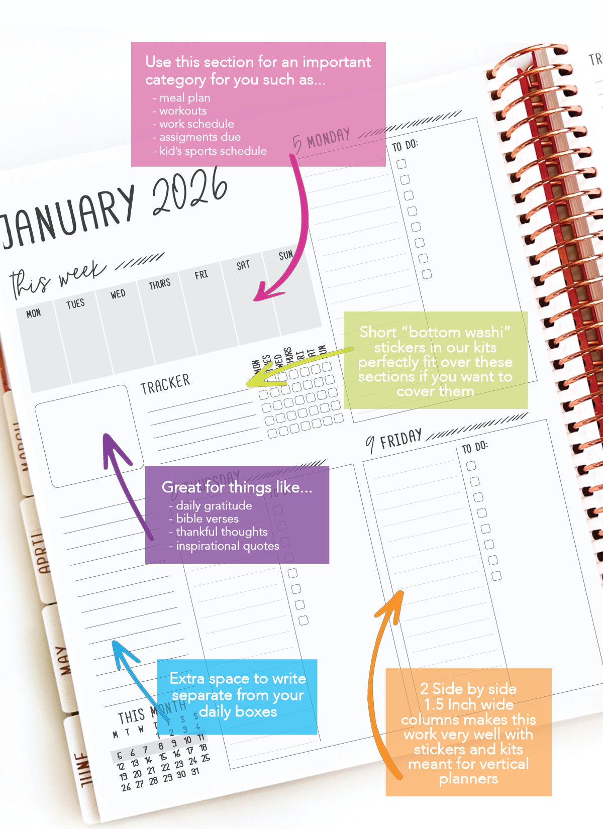2026 Planner - Signature Layout, Spiral Bound - "Aurora" (#206)