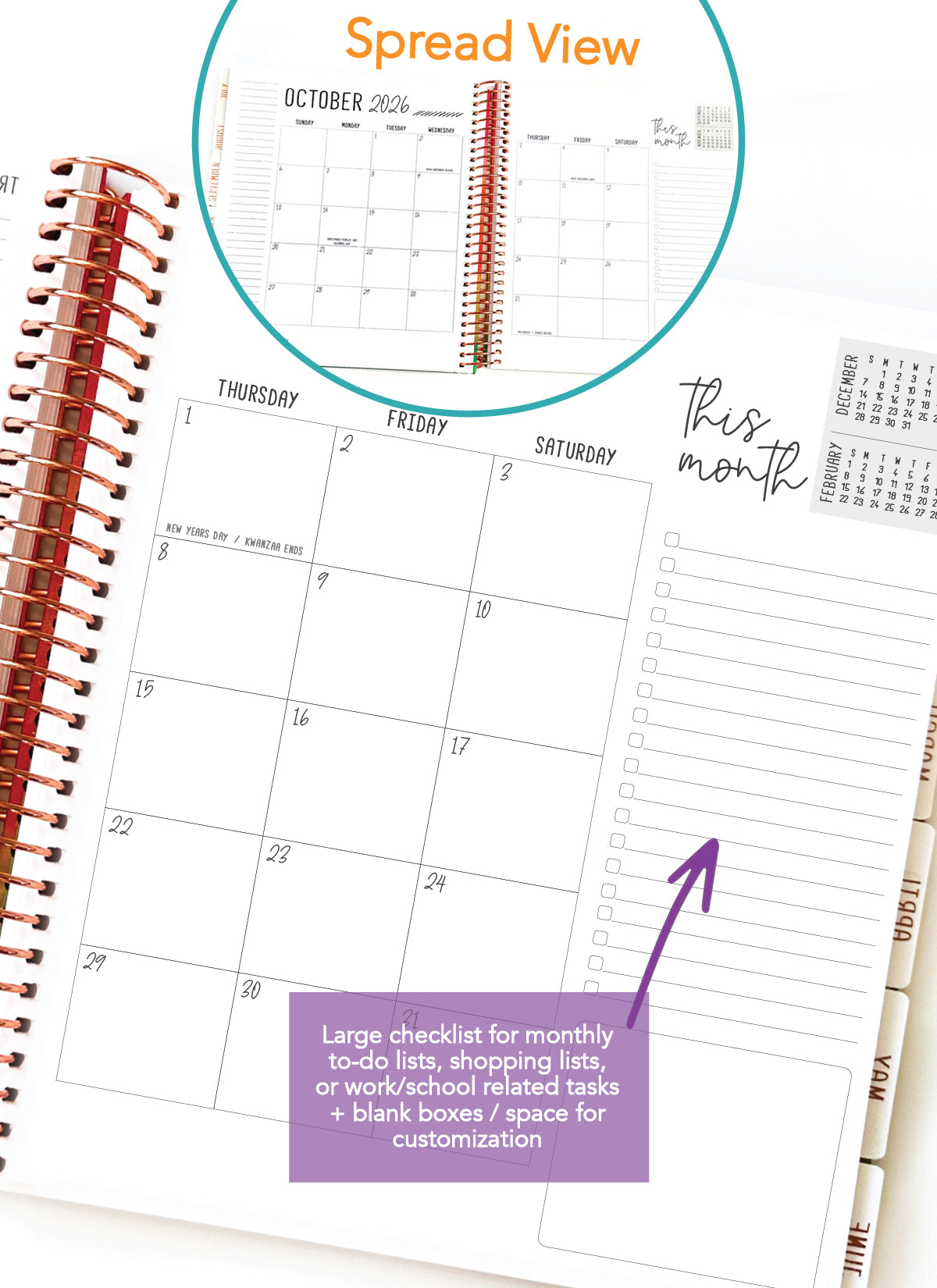 2026 Planner - Signature Layout, Spiral Bound - "Aurora" (#206)