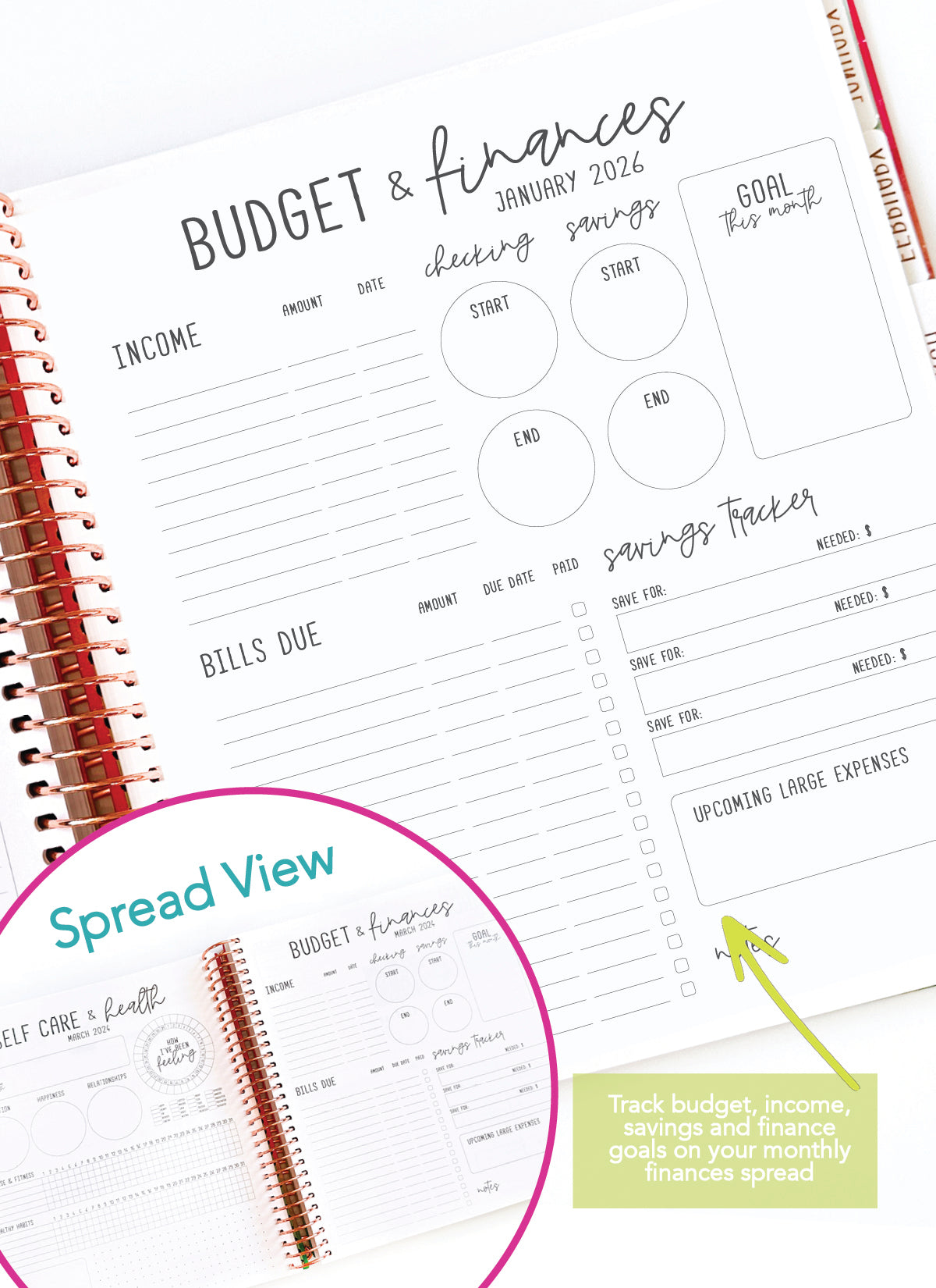 2026 Planner - Horizontal Layout, Spiral Bound - "Aurora" (#106)