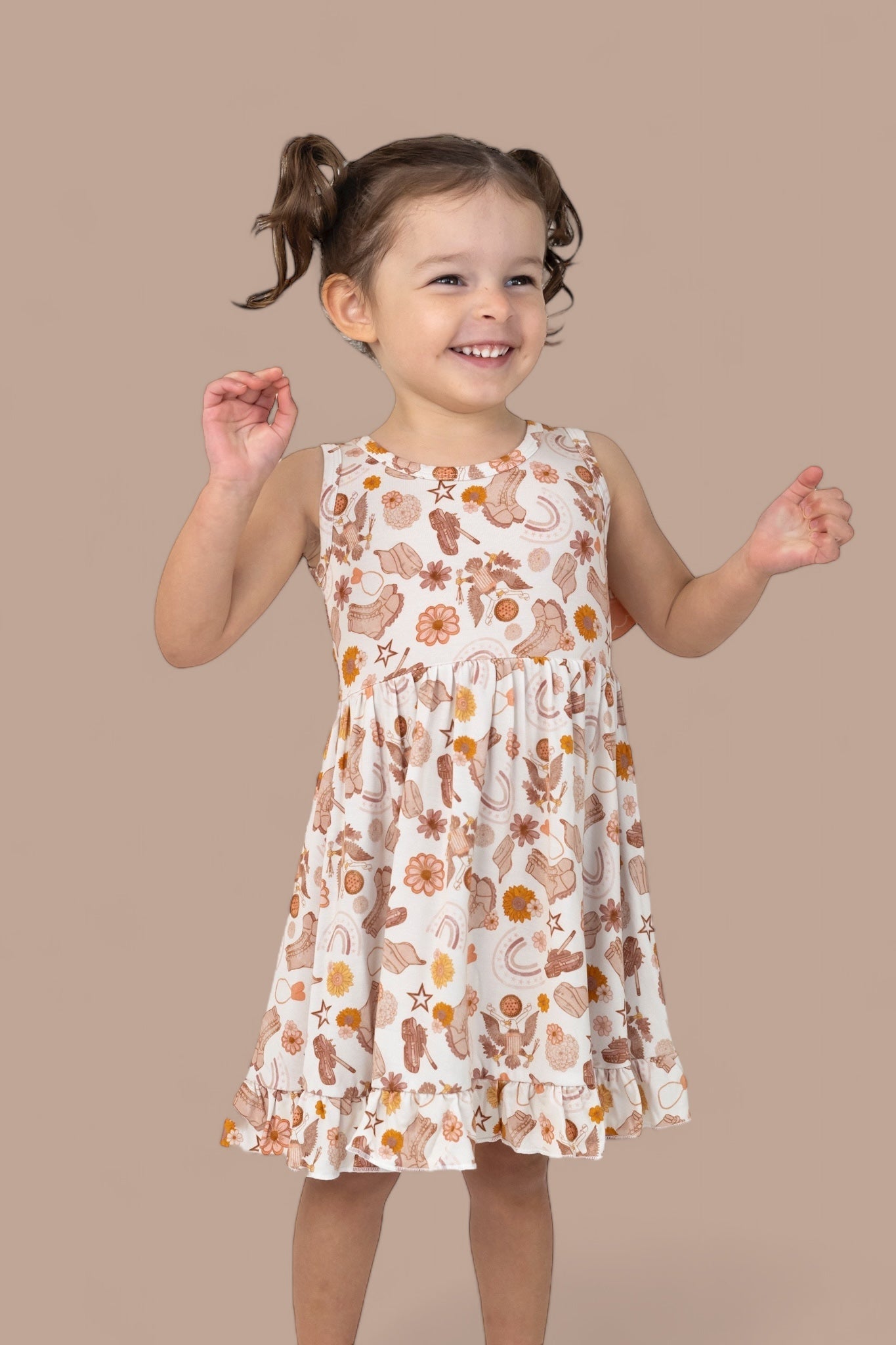 FLOWERS AND BOOTS DREAM TANK RUFFLE DRESS