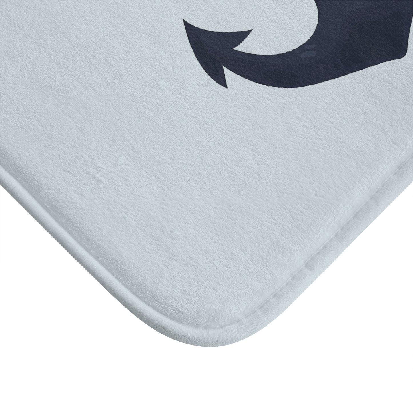 Elegant Nautical Anchor Bath Mat — Coastal Pale Blue Bathroom Rug