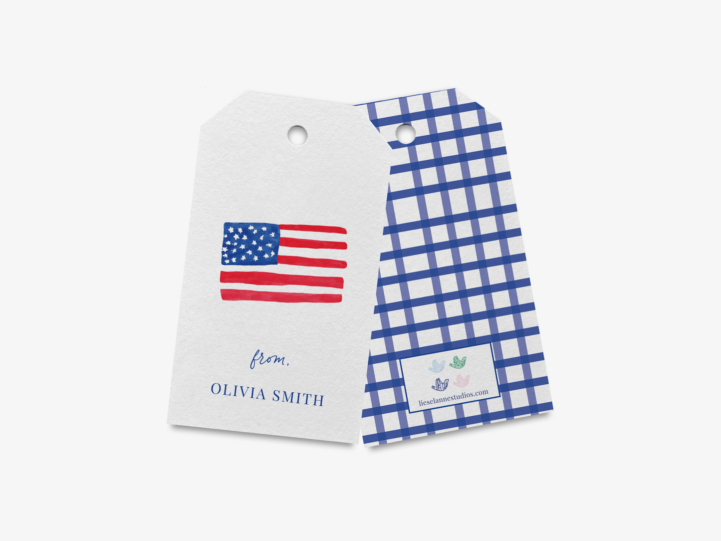 Personalized American Flag Gift Tags