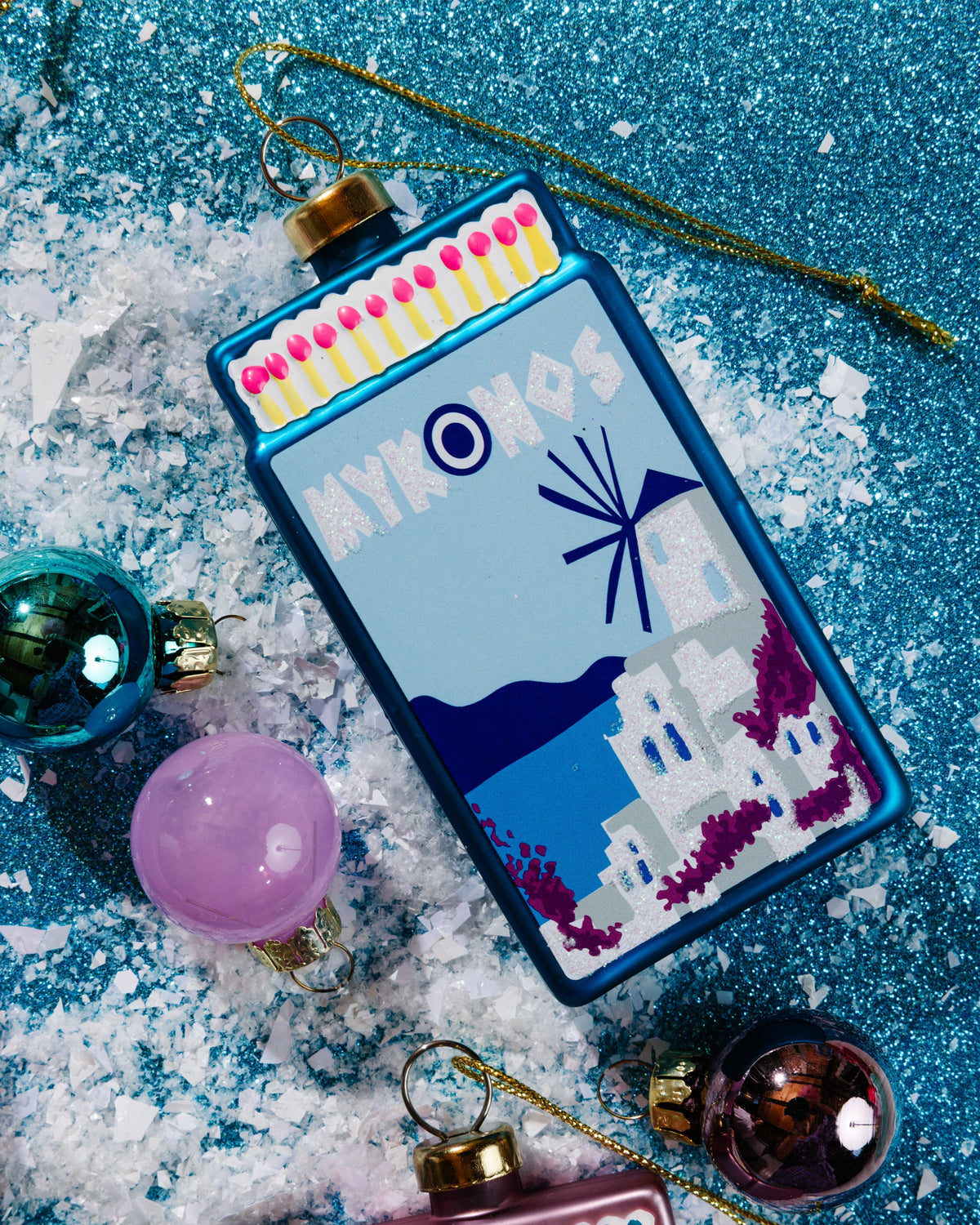 Matchbook Ornament - Mykonos